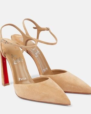 Christian Louboutin Suede Ankle-Strap Pointed Court Shoes - Metallic