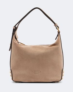 Tod's Schultertasche Sacca Mini Aus Veloursleder - Braun