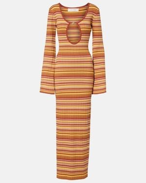 Bananhot Rey Cutout Ribbed-Knit Striped Maxi Dress - Multicolor