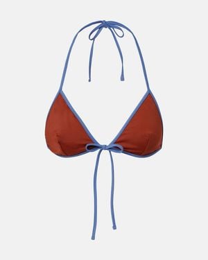 Prada Logo Triangle Bikini Top - Brown