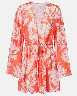 Alexandra Miro Chloe Floral Georgette Kaftan - Red