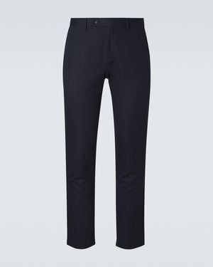 Sunspel Cotton And Linen Straight Pants - Blue
