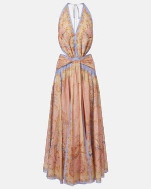 Zimmermann Indra Cotton And Silk-Blend Maxi Dress - Pink