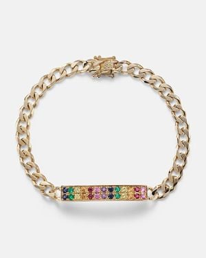 Sydney Evan Id Bar 14Kt Chain Bracelet With Diamonds - Metallic