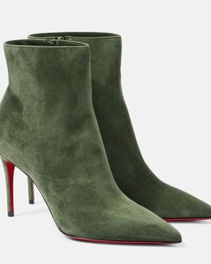 Christian Louboutin Suede Pointed-Toe Ankle Boots - Green