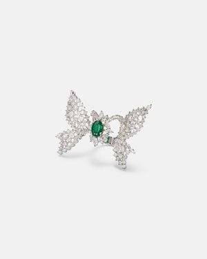 YEPREM Anillo Reign Supreme De Oro Blanco De 18 Ct Con Esmeralda Y Diamantes