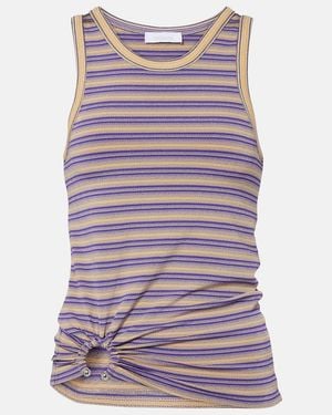Rabanne Piercing Gathered Striped Tank Top - Purple