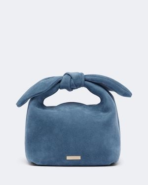 Aquazzura Henkeltasche Bow Tie Mini Aus Veloursleder - Blau