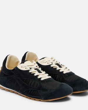 Bottega Veneta Orbit Leather-Trimmed Suede And Shell Trainers - Black
