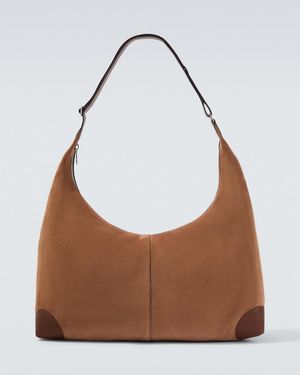 Brunello Cucinelli Leather-Trimmed Suede Shoulder Bag - Brown