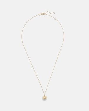 STONE AND STRAND Collar Puffer Fish De Oro De 14 Ct Con Diamante - Blanco
