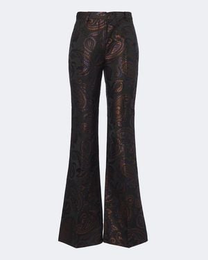 Etro Paisley Jacquard Cotton Flared Pants - Black