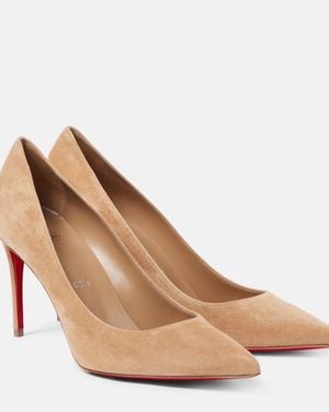 Christian Louboutin Kate 85 Suede Court Shoes - Natural