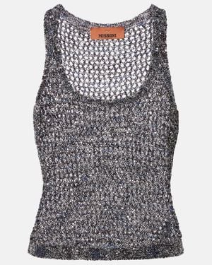 Missoni Sequined Knitted Tank Top - Black