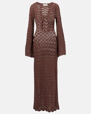 Bananhot Rey Crochet Cotton-Blend Maxi Dress - Brown