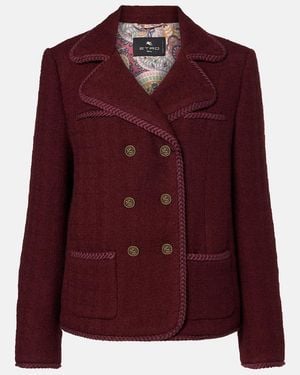 Etro Double-Breasted Wool And Mohair Jacket - Purple