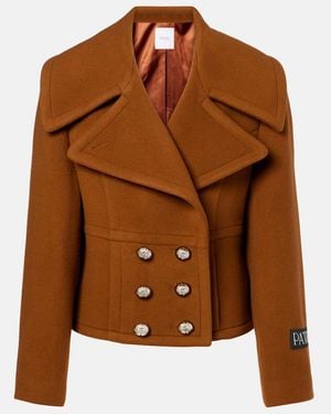 Patou Cropped Wool-Blend Jacket - Brown