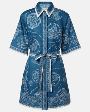 ALMAIS Pia Printed Linen Shirt Dress in Blue | Lyst