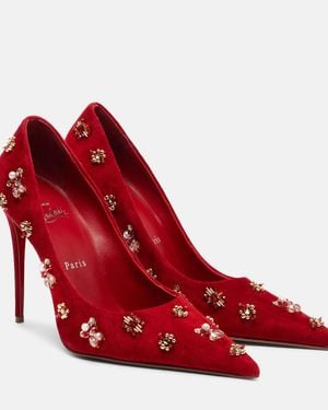 Christian Louboutin Mix Kate 100 Suede Pump - Red
