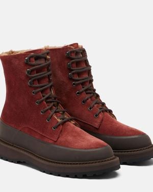 Le Monde Beryl Dolomite Shearling-Lined Suede Combat Boots - Brown
