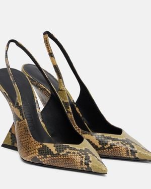 The Attico Cheope 105 Leather Slingback Mules - Brown