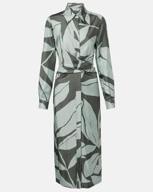 Max Mara Robinia Printed Silk Shirt Dress - Green