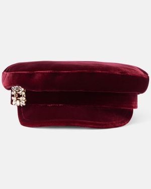 Roger Vivier Schiebermuetze Baker Boy Aus Samt - Rot