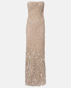 Marmar Halim Vestido Bustier De Fiesta Dailin Adornado - Neutro