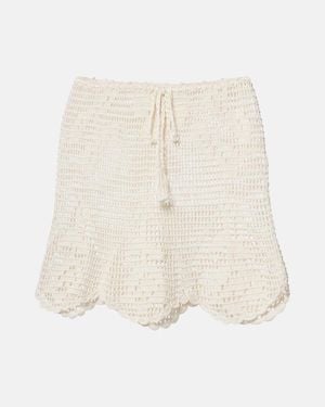 Anna Kosturova Rose Crochet Cotton Miniskirt - Natural