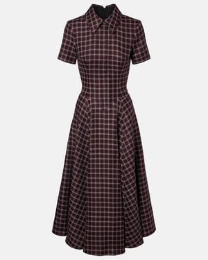Emilia Wickstead Jody Houndstooth Wool-Blend Midi Dress - Purple