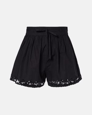 Ulla Johnson Elowen Embroidered Cotton Poplin Shorts - Black