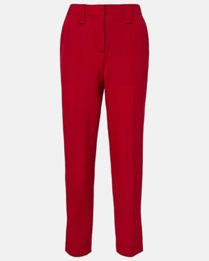 Versace Pantalones Slim De Lana Virgen - Rojo