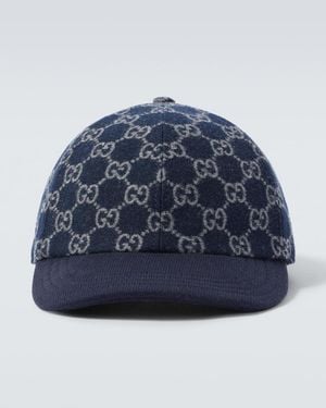 Gucci Gg Jacquard Wool Baseball Cap - Blue