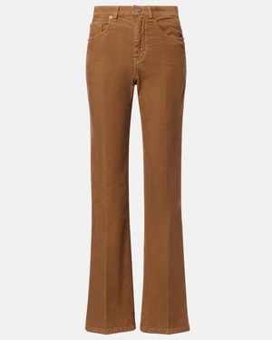 Saint Laurent Pantalones Anchos Clyde De Pana De Algodon - Marrón