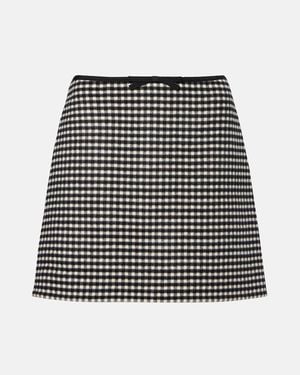 Valentino Gingham Wool And Cashmere Miniskirt - Black