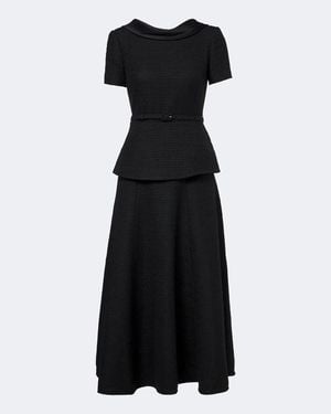 Roland Mouret Belted Peplum Boucle Cocktail Dress - Black