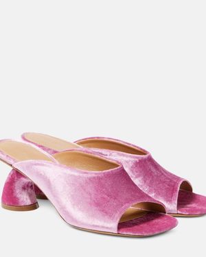 Dries Van Noten 65 Velvet Mules - Pink