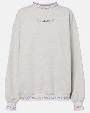 Chloé Besticktes Sweatshirt Aus Baumwoll-Jersey - Weiß
