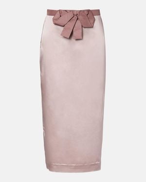 Valentino Bow-Detail Satin Midi Skirt - Pink
