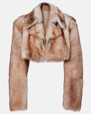 KHAITE Stallone Cropped Shearling Jacket - Brown