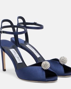 Jimmy Choo Sacora Embellished Satin Sandals - Blue