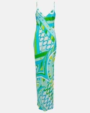PUCCI Vivara Silk Crepe De Chine Maxi Dress - Green