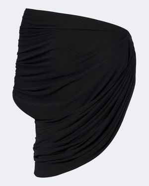 Balenciaga Draped One-Shoulder Jersey Top - Black