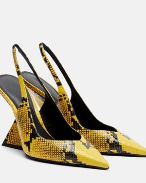 The Attico Cheope 105 Embossed Leather Wedges - Yellow