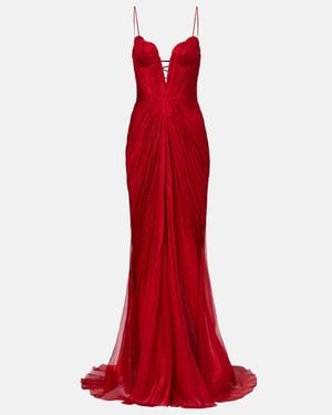 Maria Lucia Hohan Cecilia Draped Silk Gown - Red