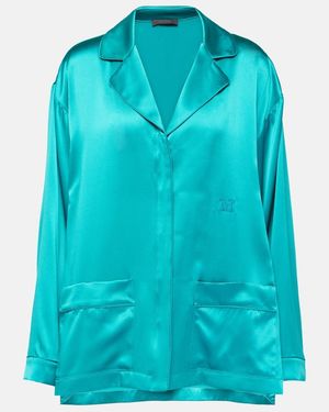 Max Mara Elegante Vasaio Silk Pyjama Shirt - Blue