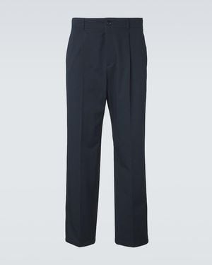 Valentino Cotton Straight Trousers - Blue