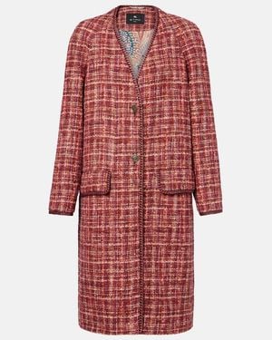 Etro Checked Cotton And Wool-Blend Coat - Red