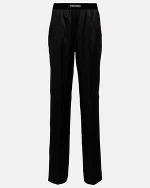 Tom Ford High-Rise Silk-Blend Satin Pants - Black