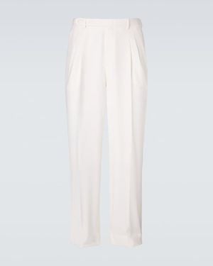 Brioni Elba Wool Straight Pants - White